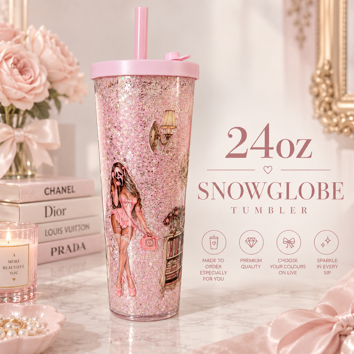 24oz Acrylic Snow Globe Tumbler