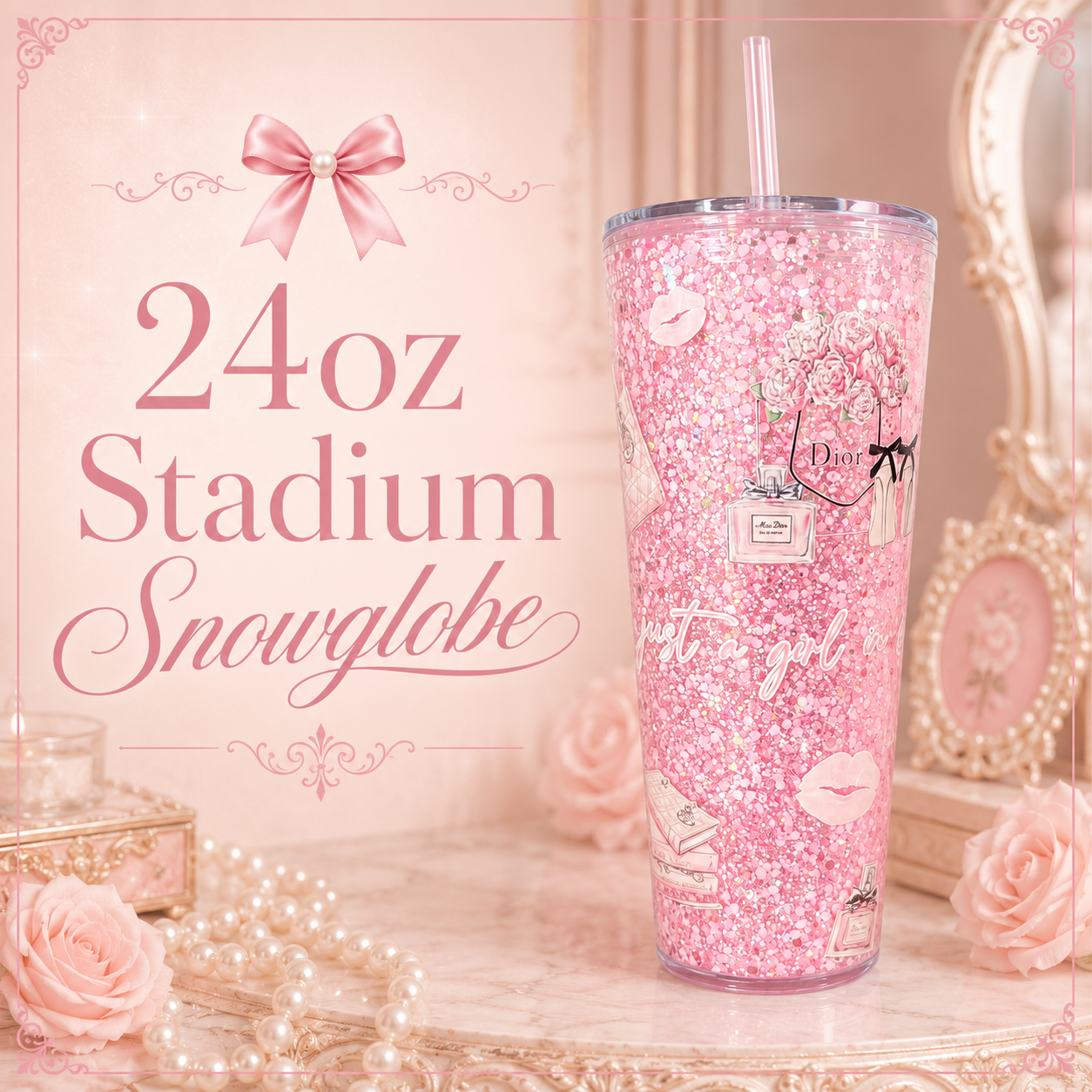 24oz Acrylic Snow Globe Tumbler | CUP ONLY