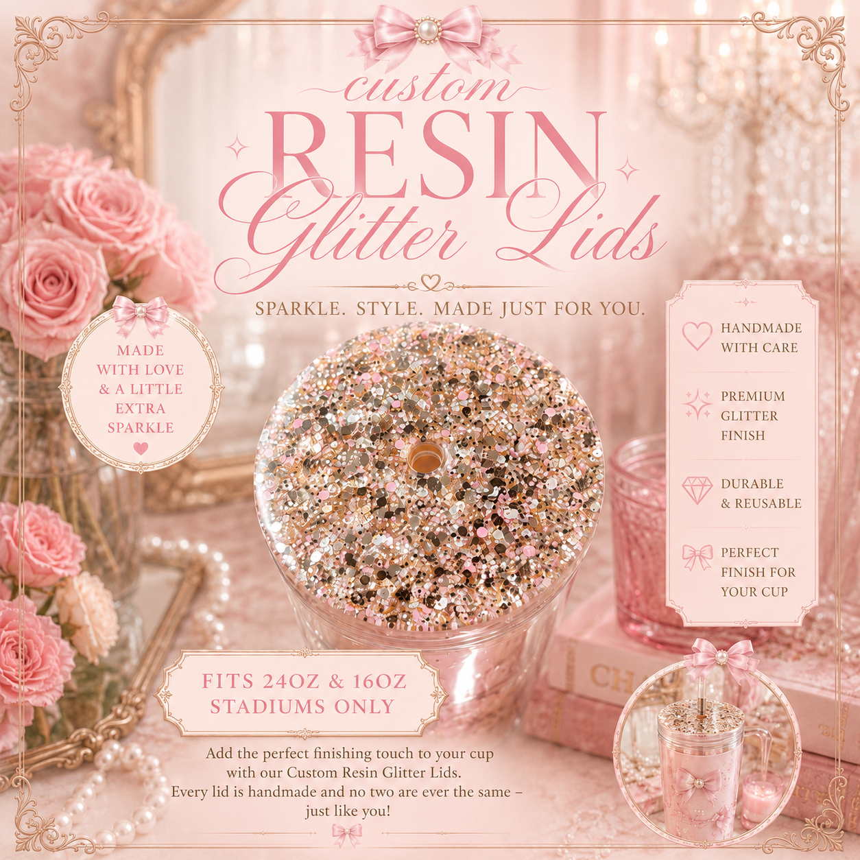 Custom Resin Glitter Lid