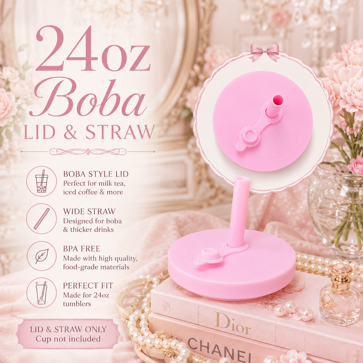 24oz Boba Lid & Straw